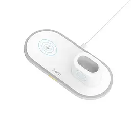 Бездротовий зарядний пристрій Hoco CW21 Wisdom 3in1 10W White