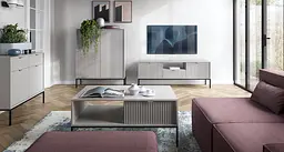 Стіл журнальний Perfect Home Нова / Nova з 2 шухлядами та чорними ніжками L104 Сірий (PFH-091250) - мініатюра 8