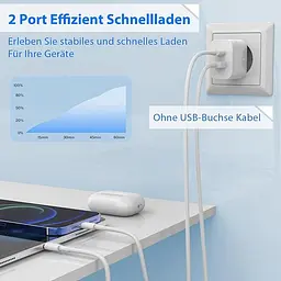 Комплект зарядок PD/QC 20W USB-A+USB-C з кабелями Lightning 2 м - мініатюра 4