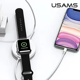 Бездротовий зарядний пристрій Usams US-CC096 Wireless Charger + Lightning кабель (CC96WH01) - мініатюра 5