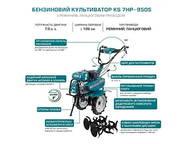 Konner & Sohnen Культиватор бензиновий KS 7HP-950S, 7к.с, 80кг - мініатюра 10