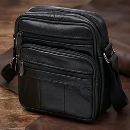Шкіряна невелика чоловіча сумка 20370 Vintage чорний