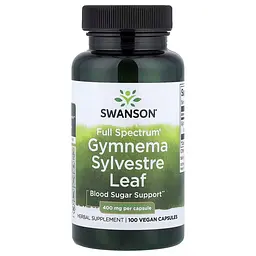 Джимнема сильвестра Swanson Gymnema Sylvestre Leaf 400 mg Full Spectrum, 100 капсул