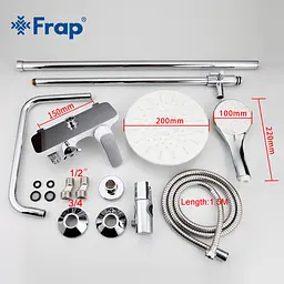Душова система Frap F2431, поворотний вилив, лійка, білий/хром - мініатюра 7