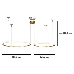 Люстра стельова LED Levistella 7529833-2B BRONZE LED (600+800), 130W, бронзовий метал, 3 режими світла, діаметр 600/800мм - мініатюра 4