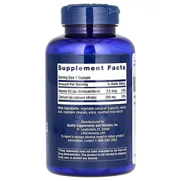 Вітаміни та мінерали Life Extension Calcium Citrate with Vitamin D, 200 вегакапсул - мініатюра 2