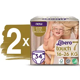 Набір підгузків Libero Touch 7 (16-26 кг), 68 шт. (2 уп. по 34 шт.) - мініатюра 2