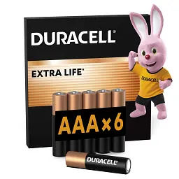 Батарейка Duracell AAA лужні 6 шт. в упаковці (5000394107472 / 81483511)