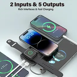 УМБ Choetech Magnetic Wireless 10000mAh 22.5W,PD,QC3.0 USB-A,2xUSB-C AppleWatchcharg,build in type-C - мініатюра 7