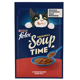 Вологий корм для котів Felix Soup з яловичиною 48 г 12537444