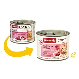 Вологий корм для кішок Animonda Carny Adult Beef, Turkey + Shrimps з яловичиною, індичкою та креветками 200 г (арт.AM-83708) - мініатюра 2