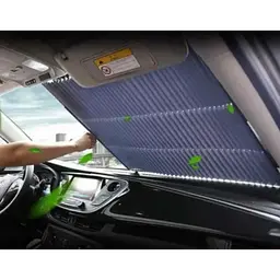 Сонцезахисна шторка на лобове скло авто 70×155 см, сірий, з присосками - мініатюра 3