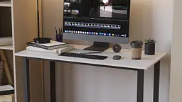 Стіл письмовий Кнап 2 Ferrum-decor 750x1400x700 Чорний метал ДСП Білий 16 мм (FRD-106426) - мініатюра 2