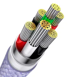 Кабель Baseus Flash Series Ⅱ 3-in-1 Cable USB to MicroUSB+Lightning+Type-C 100W 1.2m CASS030005 Purple - мініатюра 5