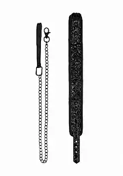Нашийник з повідцем Ouch! Luxury Collar with Leash (чорний) - мініатюра 5