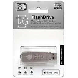 Флеш накопичувач USB 8Gb T&G TG004IOS сріблястий Lightning / USB 3.0 / microUSB (TG004IOS-8G3)