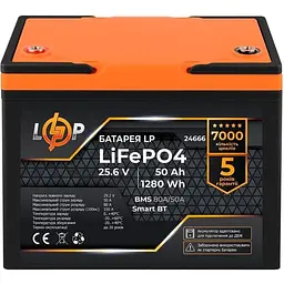 Акумулятор LogicPower LiFePO4 Smart BT 24V 25.6V/50Ah/1280Wh BMS 80A/50А [24666] [109405] - мініатюра 2