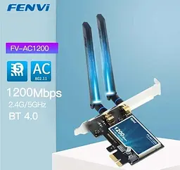 Мережева карта Fenvi FV-AC1200 Bluetooth + Wi-Fi 2.4 / 5 GHz PCI-E до 1200 Mbps з антенами (18841) - мініатюра 5