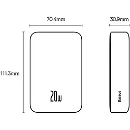 Зовнішній акумулятор Baseus Magnetic Mini 20W 20000 mAh White (PPCX150002) [113529] - мініатюра 8