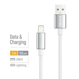 Кабель ColorWay USB - Lightning (M/M), zinc alloy braided, 3А, 1 м, Білий (CW-CBUL098-WT) - мініатюра 5