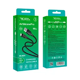 Кабель для заряджання та обміну даними USB Ridea RC-AI21 AirSiliconePro 60W 20V/3A USB-MicroUSB 1 м Чорний - мініатюра 2