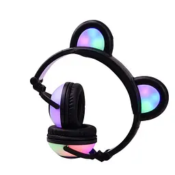 Навушники Linx Bear Ear Headphone з ведмежими вушками LED підсвічування 350 mAh Чорний (SUN1859) - мініатюра 2