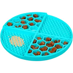 Миска-килимок для собак та котів Waudog Silicone для повільного харчування 211х211х30 мм блакитний - мініатюра 4