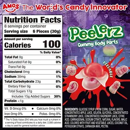 Жувальні цукерки Amos Halloween Peelerz Body Parts Gummies Candy 240г - мініатюра 6
