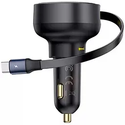 Розгалужувач - подовжувач зарядний в авто Baseus Enjoyment Pro 60 W (1USB-C) + висувний кабель Type-C - мініатюра 4