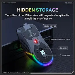 Комп'ютерна мишка Onikuma ігрова CW-98 Pro бездротова 12000 DPI RGB підсвітка 3 режими підключення для ПК ноутбука - мініатюра 10