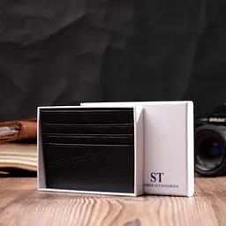 Стильний кард-кейс із натуральної шкіри ST Leather 22447 чорний - мініатюра 9