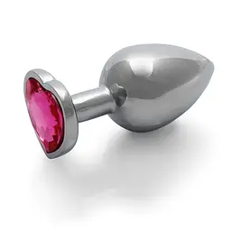 Анальна пробка Ouch! Heart Gem Butt Plug Large, 9.3 см (сріблястий) - мініатюра 3