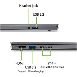 Ноутбук Acer Swift Go 14 AI OLED SFG14-64-R686 з процесором AMD Ryzen™AI 7 350 pana la 5.0GHz, 14'', WUXGA, OLED, 32GB LPDDR5X RAM, 1TB SSD, AMD Radeon™ 86 - мініатюра 11