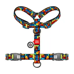 Шлея для собак WAUDOG Nylon анатомічна H-подібна з QR-паспортом "Блоки" пластиковий фастекс, XL (347-4056) - мініатюра 2
