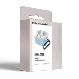Силіконовий чохол для навушників Apple AirPods Pro 3, Hang Case, блакитний, ультратонкий захисний кейс товщиною 2 мм, захист від подряпин, пилу та ударів, компактний, з карабіном для кріплення, ArmorStandart (ARM88313) - мініатюра 8