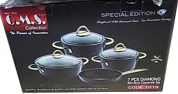 Набір каструль O.M.S. Collection 3019 Diamond Special Edition Black 7 предметів Чорний - мініатюра 8