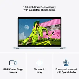 Ноутбук Apple 13.6 MacBook Air / M5/16GB/1TB/UMA/MacOS/Sky Blue (MDHJ4UA/A) - мініатюра 4