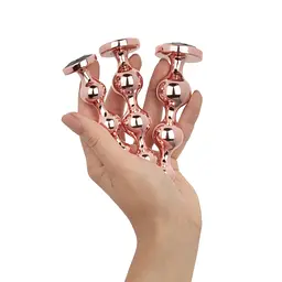 Набір анальних іграшок Rosy Gold - Metal Butt Plug Set 3 Pieces SX3070 104328 - мініатюра 8
