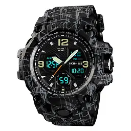 Наручний годинник чоловічий Skmei 1155 Gray Black, 1155BGYBK (12278) - мініатюра 2