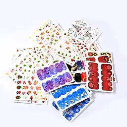 Набір новорічних наклейок на нігті - в наборі 45шт., розмір наклейки 6 x 5 см - мініатюра 3