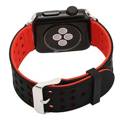 Подвійний ремінець Primo з перфорацією для Apple Watch 42 мм, 44 мм, 45 мм Black Red - мініатюра 2