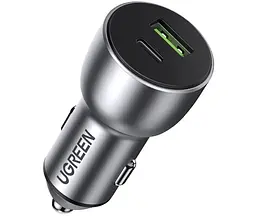 Зарядний адаптер для авто UGREEN CD213 2 порти C + U 52.5W сірий