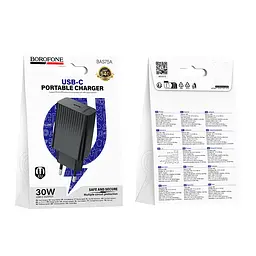 Сетевой зарядний пристрій BOROFONE BAS75A Source single port PD30W charger Чорний - мініатюра 2