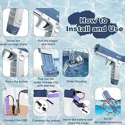 Електричний водяний пістолет високого тиску для дітей і дорослих Glock Water Gun рожевий - мініатюра 6