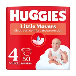 Підгузки Huggies Little Movers 4 (7-18 кг) Jumbo 50 шт (5029053567587)