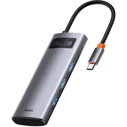 Мультипортовий адаптер Baseus Metal Gleam Series 5-in-1 Multifunctional Type-C Hub сірий (WKWG020013)