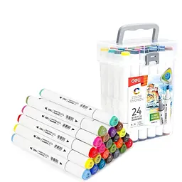 Набір двосторонніх маркерів для скетчингу Deli E70803-24 Color Emotion 24 кольори