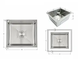 Мийка для кухні інтегрована Lidz Handmade H4843 Brushed Steel 3,0/1,0 мм LDH4843BRU49441 - мініатюра 9