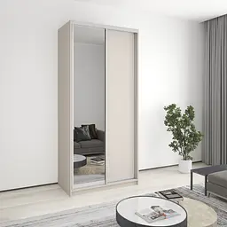 Шафа-купе дводверна MebelStar Стандарт AL ДСП/Дзеркало 110x45x240 см Кашемір (MBS-3691)