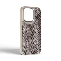 Кожаный чехол для Apple iPhone 15 Pro, Harder Lizard, серый, термополиуретан ТПУ + экокожа с имитацией кожи ящерицы, панель, защита корпуса, противоударный, микрофибра, рамка вокруг камеры, защита всего корпуса, (ARM76872) - мініатюра 2